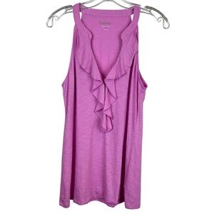 Lilly Pulitzer Pima Cotton Shay Ruffle Front Tank Top Size L 🔥